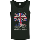 British Grown American Roots USA Flag Mens Vest Tank Top Black