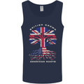 British Grown American Roots USA Flag Mens Vest Tank Top Navy Blue