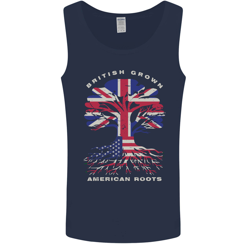 British Grown American Roots USA Flag Mens Vest Tank Top Navy Blue