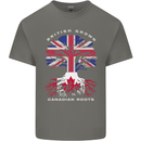 British Grown Canadian Roots Canada Flag Mens Cotton T-Shirt Tee Top Charcoal