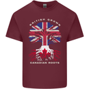 British Grown Canadian Roots Canada Flag Mens Cotton T-Shirt Tee Top Maroon