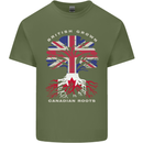 British Grown Canadian Roots Canada Flag Mens Cotton T-Shirt Tee Top Military Green