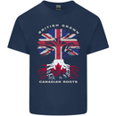 British Grown Canadian Roots Canada Flag Mens Cotton T-Shirt Tee Top Navy Blue