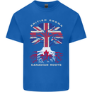 British Grown Canadian Roots Canada Flag Mens Cotton T-Shirt Tee Top Royal Blue