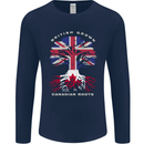 British Grown Canadian Roots Canada Flag Mens Long Sleeve T-Shirt Navy Blue