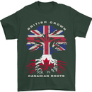 British Grown Canadian Roots Canada Flag Mens T-Shirt 100% Cotton Forest Green