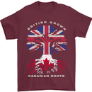 British Grown Canadian Roots Canada Flag Mens T-Shirt 100% Cotton Maroon