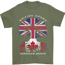 British Grown Canadian Roots Canada Flag Mens T-Shirt 100% Cotton Military Green