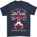 British Grown Canadian Roots Canada Flag Mens T-Shirt 100% Cotton Navy Blue