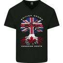 British Grown Canadian Roots Canada Flag Mens V-Neck Cotton T-Shirt Black