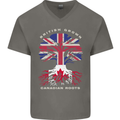 British Grown Canadian Roots Canada Flag Mens V-Neck Cotton T-Shirt Charcoal