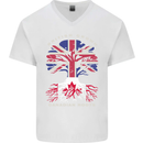 British Grown Canadian Roots Canada Flag Mens V-Neck Cotton T-Shirt White