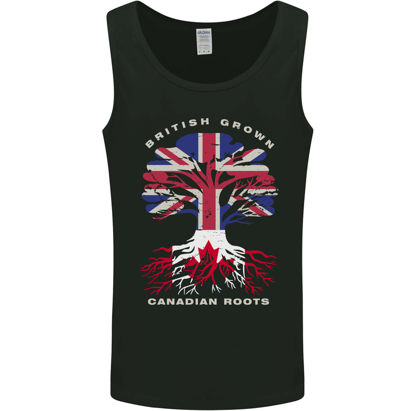 British Grown Canadian Roots Canada Flag Mens Vest Tank Top Black