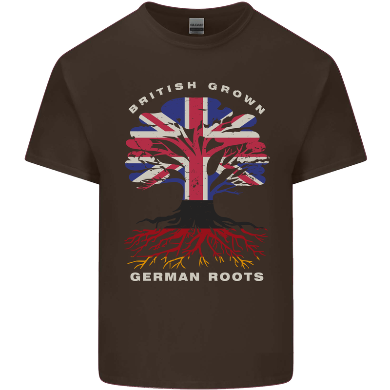 British Grown German Roots Germany Flag Mens Cotton T-Shirt Tee Top Dark Chocolate