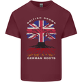 British Grown German Roots Germany Flag Mens Cotton T-Shirt Tee Top Maroon
