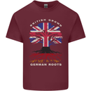 British Grown German Roots Germany Flag Mens Cotton T-Shirt Tee Top Maroon