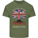 British Grown German Roots Germany Flag Mens Cotton T-Shirt Tee Top Military Green