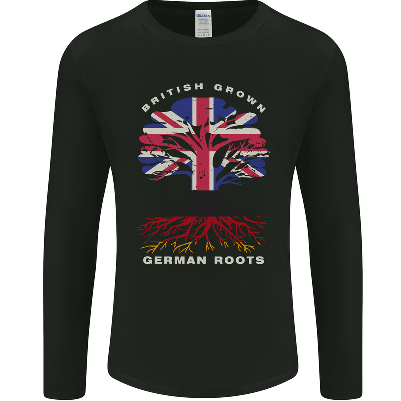 British Grown German Roots Germany Flag Mens Long Sleeve T-Shirt Black
