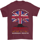 British Grown German Roots Germany Flag Mens T-Shirt 100% Cotton Maroon