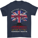 British Grown German Roots Germany Flag Mens T-Shirt 100% Cotton Navy Blue