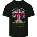 British Grown Indian Roots India Flag Mens Cotton T-Shirt Tee Top Black
