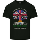 British Grown Indian Roots India Flag Mens Cotton T-Shirt Tee Top Black