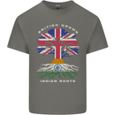 British Grown Indian Roots India Flag Mens Cotton T-Shirt Tee Top Charcoal