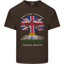 British Grown Indian Roots India Flag Mens Cotton T-Shirt Tee Top Dark Chocolate