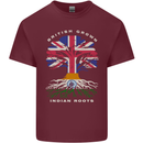 British Grown Indian Roots India Flag Mens Cotton T-Shirt Tee Top Maroon