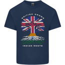 British Grown Indian Roots India Flag Mens Cotton T-Shirt Tee Top Navy Blue