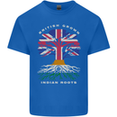 British Grown Indian Roots India Flag Mens Cotton T-Shirt Tee Top Royal Blue