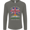 British Grown Indian Roots India Flag Mens Long Sleeve T-Shirt Charcoal