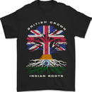 British Grown Indian Roots India Flag Mens T-Shirt 100% Cotton Black
