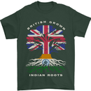 British Grown Indian Roots India Flag Mens T-Shirt 100% Cotton Forest Green