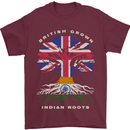 British Grown Indian Roots India Flag Mens T-Shirt 100% Cotton Maroon