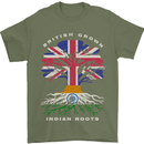 British Grown Indian Roots India Flag Mens T-Shirt 100% Cotton Military Green