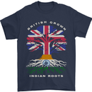 British Grown Indian Roots India Flag Mens T-Shirt 100% Cotton Navy Blue