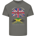 British Grown Jamaican Roots Jamaica Flag Mens Cotton T-Shirt Tee Top Charcoal