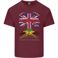 British Grown Jamaican Roots Jamaica Flag Mens Cotton T-Shirt Tee Top Maroon