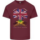 British Grown Jamaican Roots Jamaica Flag Mens Cotton T-Shirt Tee Top Maroon