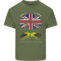 British Grown Jamaican Roots Jamaica Flag Mens Cotton T-Shirt Tee Top Military Green