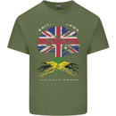 British Grown Jamaican Roots Jamaica Flag Mens Cotton T-Shirt Tee Top Military Green