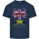 British Grown Jamaican Roots Jamaica Flag Mens Cotton T-Shirt Tee Top Navy Blue
