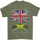 British Grown Jamaican Roots Jamaica Flag Mens T-Shirt 100% Cotton Military Green