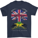 British Grown Jamaican Roots Jamaica Flag Mens T-Shirt 100% Cotton Navy Blue