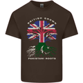 British Grown Pakistan Roots Flag Mens Cotton T-Shirt Tee Top Dark Chocolate