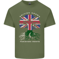 British Grown Pakistan Roots Flag Mens Cotton T-Shirt Tee Top Military Green
