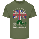 British Grown Pakistan Roots Flag Mens Cotton T-Shirt Tee Top Military Green