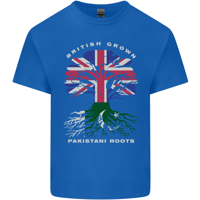British Grown Pakistan Roots Flag Mens Cotton T-Shirt Tee Top Royal Blue