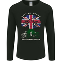 British Grown Pakistan Roots Flag Mens Long Sleeve T-Shirt Black